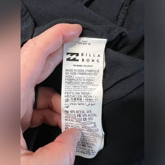 Billabong Women's Boho Black Lace-Up Tassel Front Beach Cover Up Tunic Dress M - Picture 9 of 11